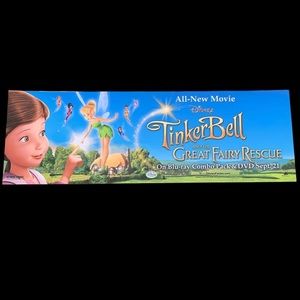 Rare Disney Tinker Bell Bus Sign – 11”x33” Collectible Display